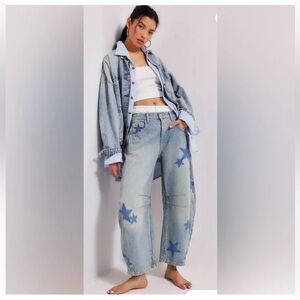 Free People we the free Barrel shadow patch jeans, stars